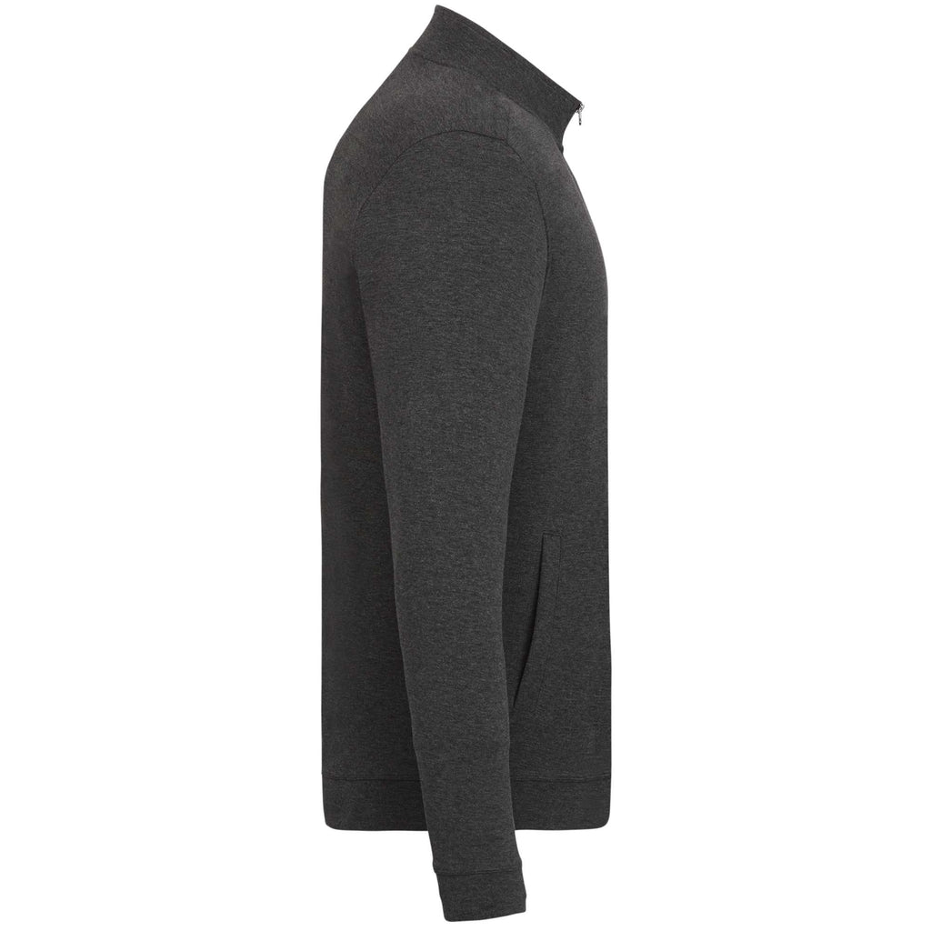 Rigi Eco Knit Full Zip Jacket for Men Embroidery - Heather Dark Charcoal - Right Side