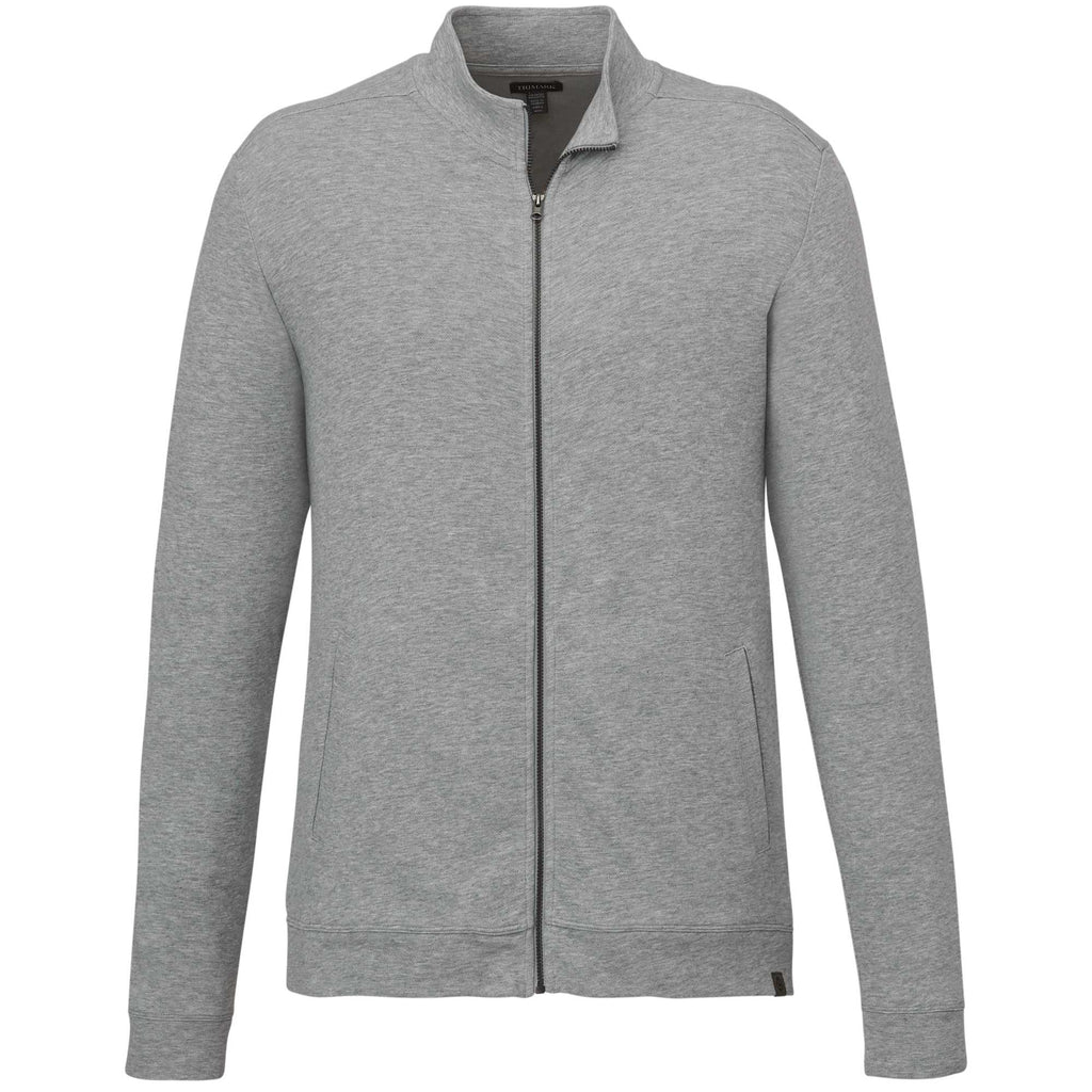 Rigi Eco Knit Full Zip Jacket for Men Embroidery - Heather Grey - Front