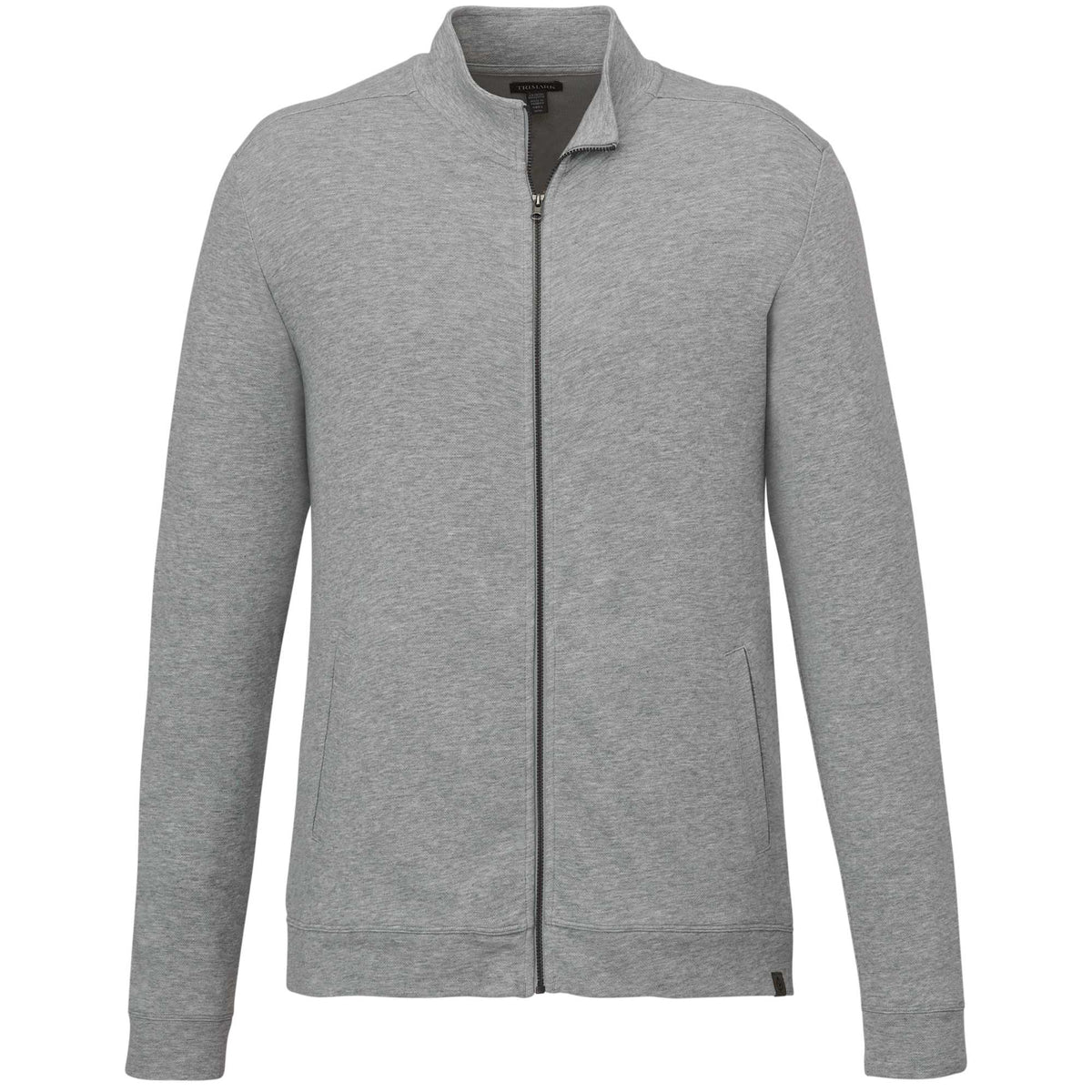 Rigi Eco Knit Full Zip Jacket for Men Embroidery - Heather Grey - Front