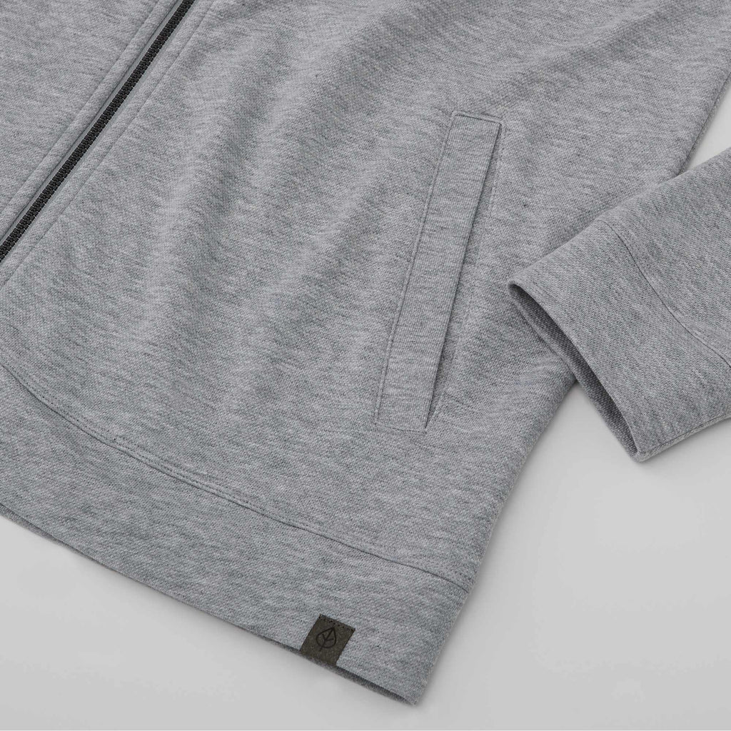 Rigi Eco Knit Full Zip Jacket for Men Transfer - Heather Grey - Detail Cuff Hem