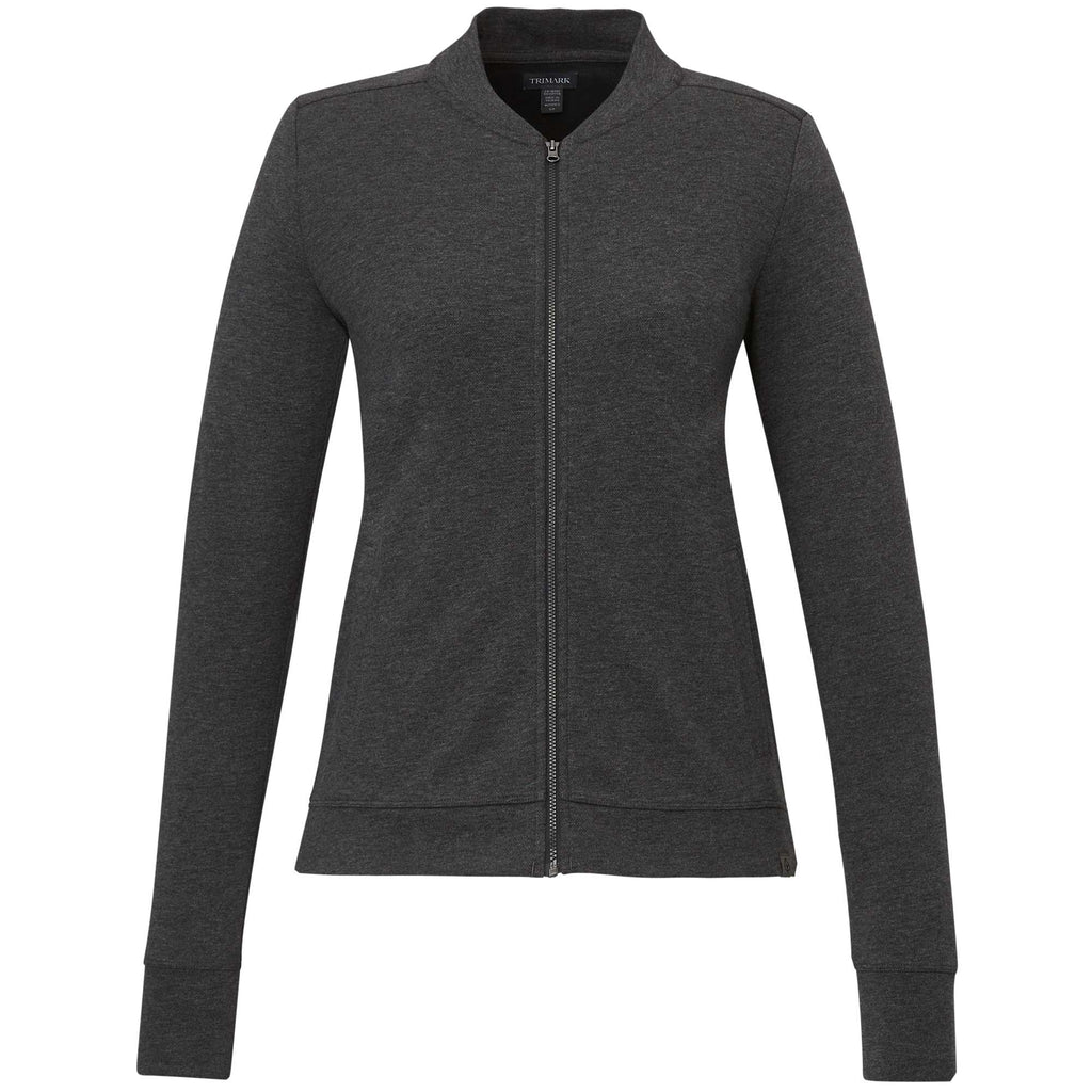 Rigi Eco Knit Full Zip Jacket for Women Embroidery - Heather Dark Charcoal - Front