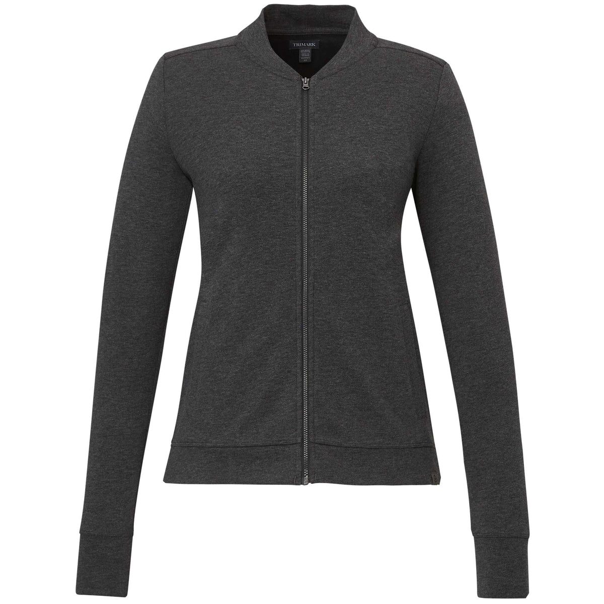 Rigi Eco Knit Full Zip Jacket for Women Embroidery - Heather Dark Charcoal - Front