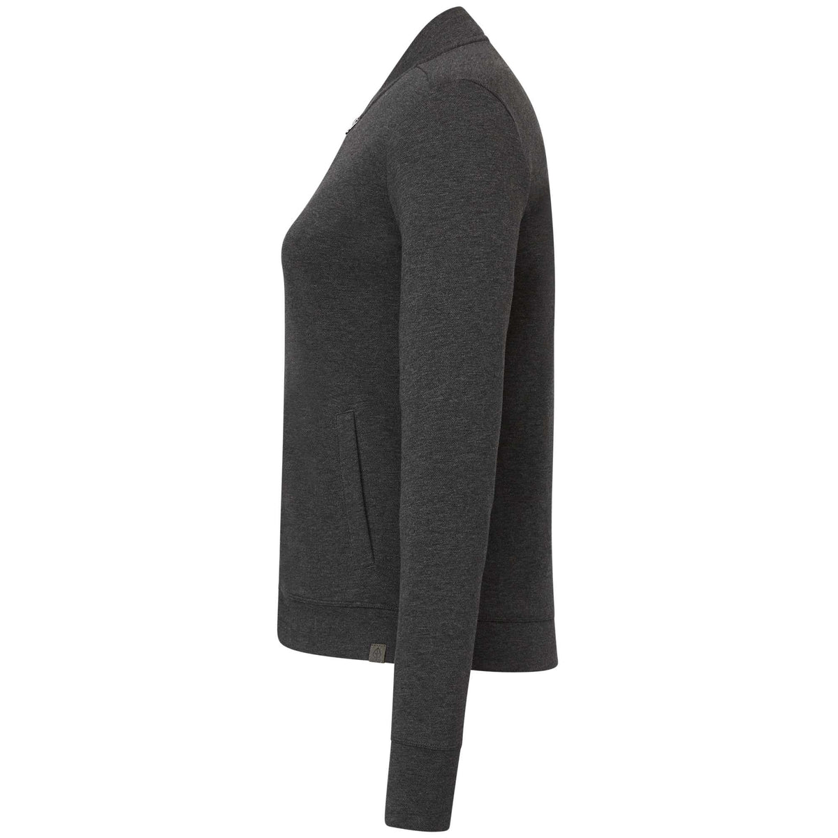 Rigi Eco Knit Full Zip Jacket for Women Embroidery - Heather Dark Charcoal - Left Side