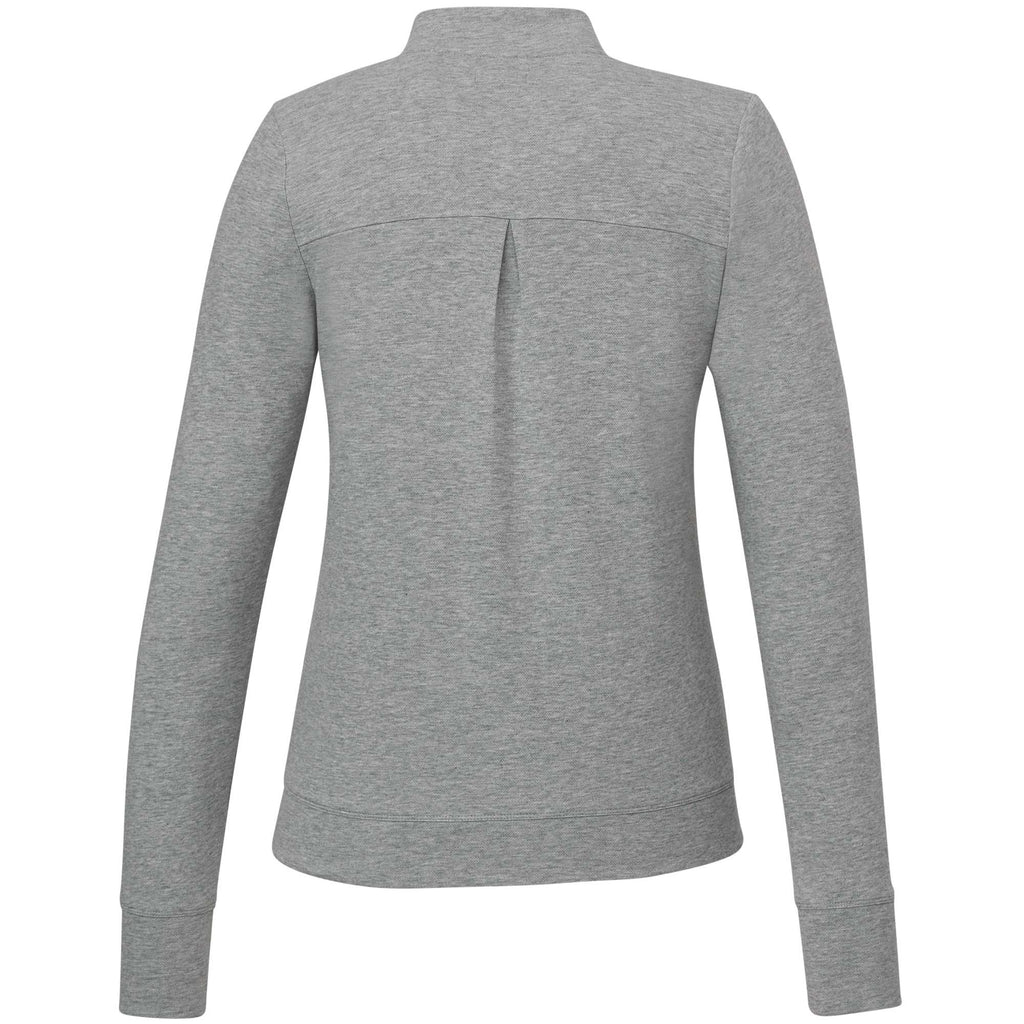 Rigi Eco Knit Full Zip Jacket for Women Embroidery - Heather Grey - Back