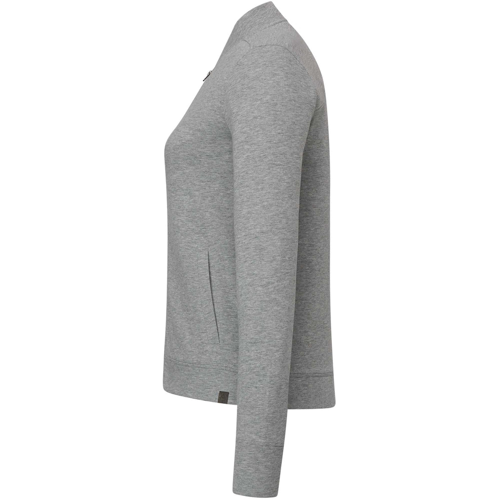 Rigi Eco Knit Full Zip Jacket for Women Embroidery - Heather Grey - Left Side