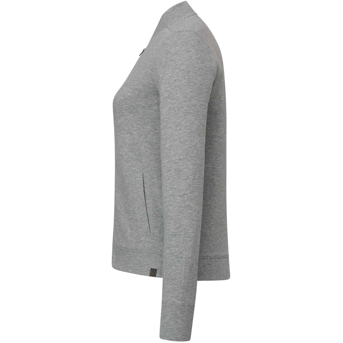 Rigi Eco Knit Full Zip Jacket for Women Embroidery - Heather Grey - Left Side