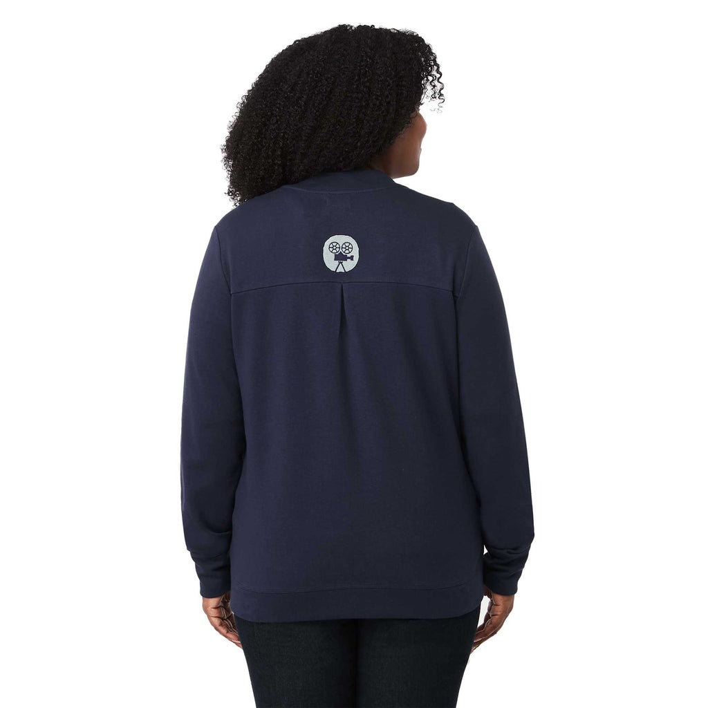 Rigi Eco Knit Full Zip Jacket for Women Transfer - Vintage Navy - On Model Back