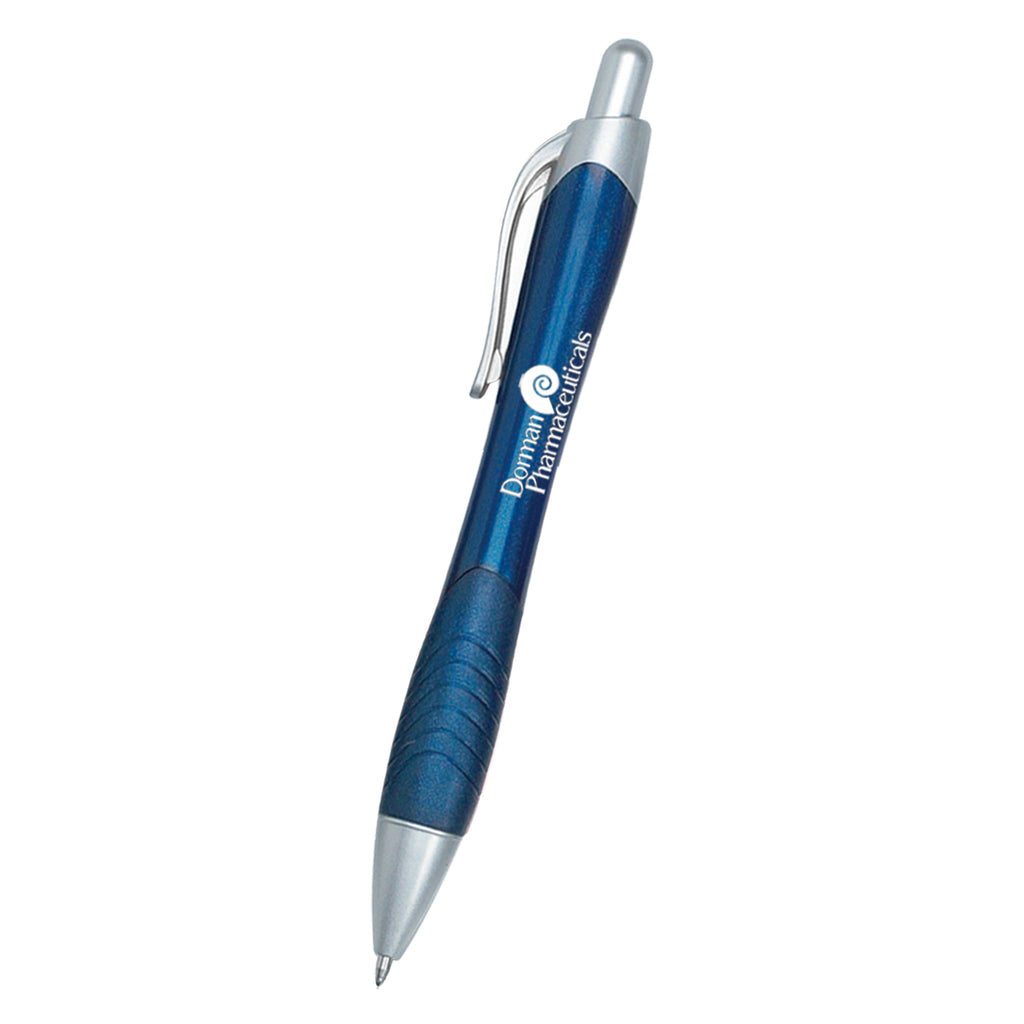 Rio Gel Pen with a Contoured Rubber Grip - Blue - Silk Screen