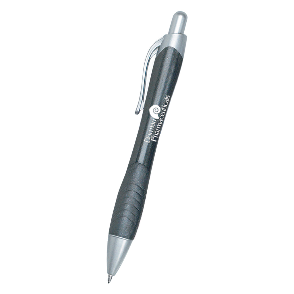 Rio Gel Pen with a Contoured Rubber Grip - Charcoal - Silk Screen