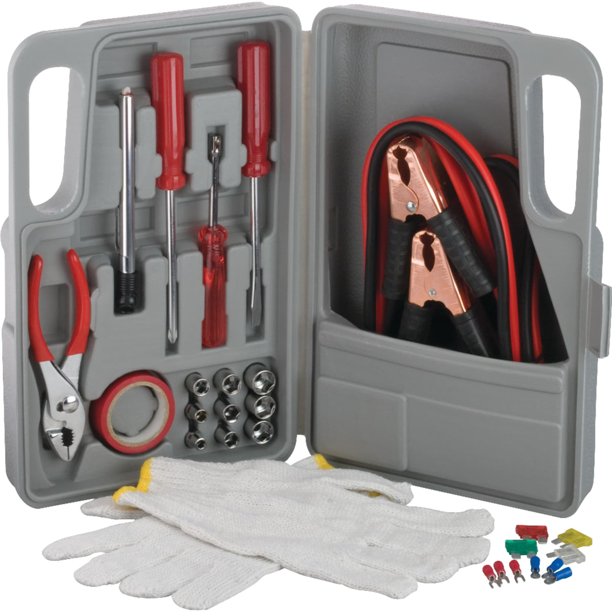 Roadside Tool Set with Jumper Cables, 27 Pieces - Gray - Photo 2