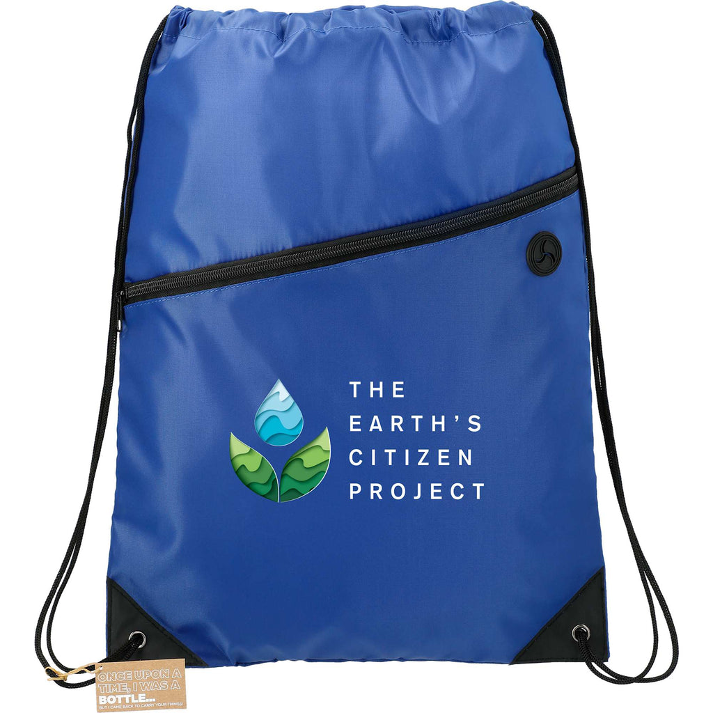 Robin Recycled Drawstring Bag with Earbud Port - Royal - Front
