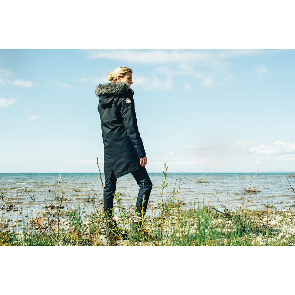 Roots73 Bridgewater Insulated Waterproof Parka for Women Embroidery - Black - On Model