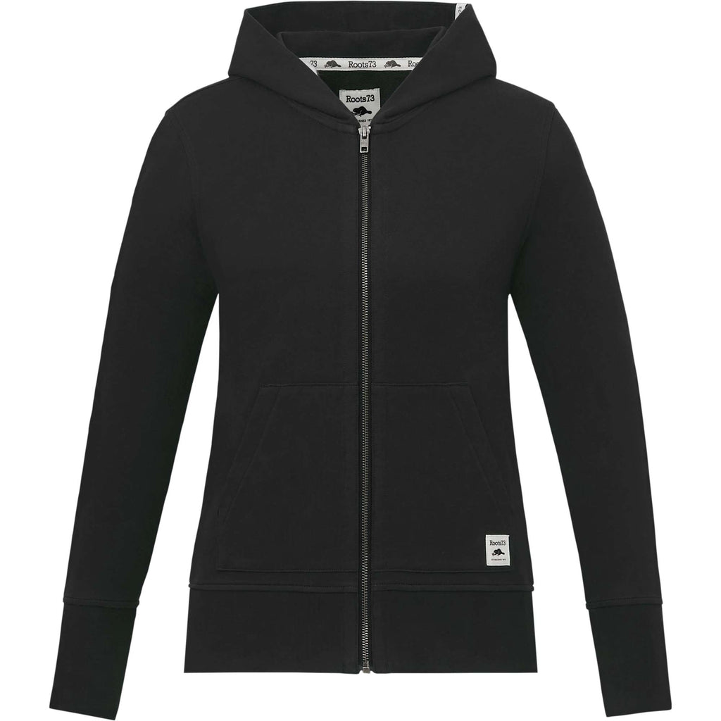 Roots73 Canmore Eco French Terry Full Zip Hoodie for Women Transfer - Black - Front