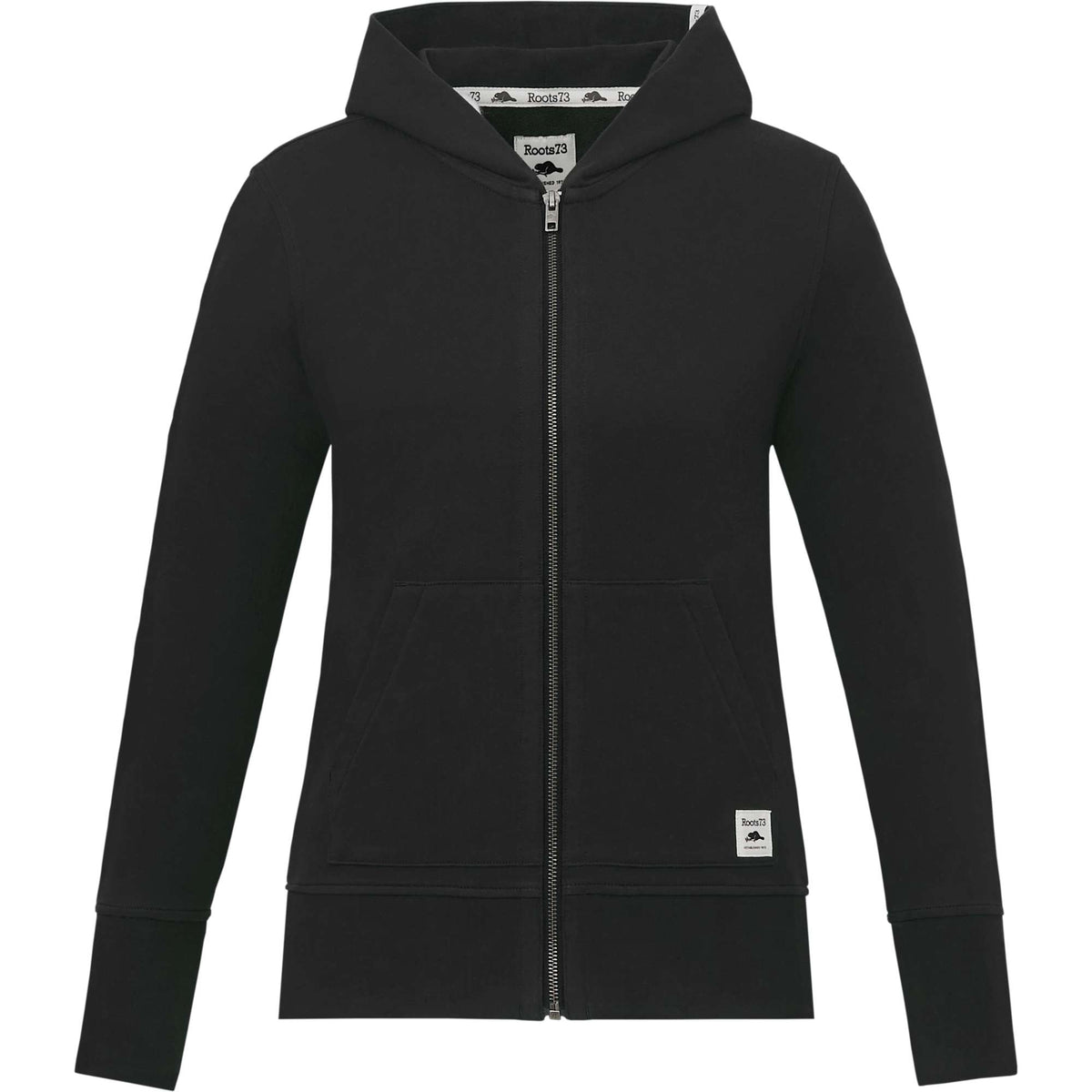Roots73 Canmore Eco French Terry Full Zip Hoodie for Women Transfer - Black - Front