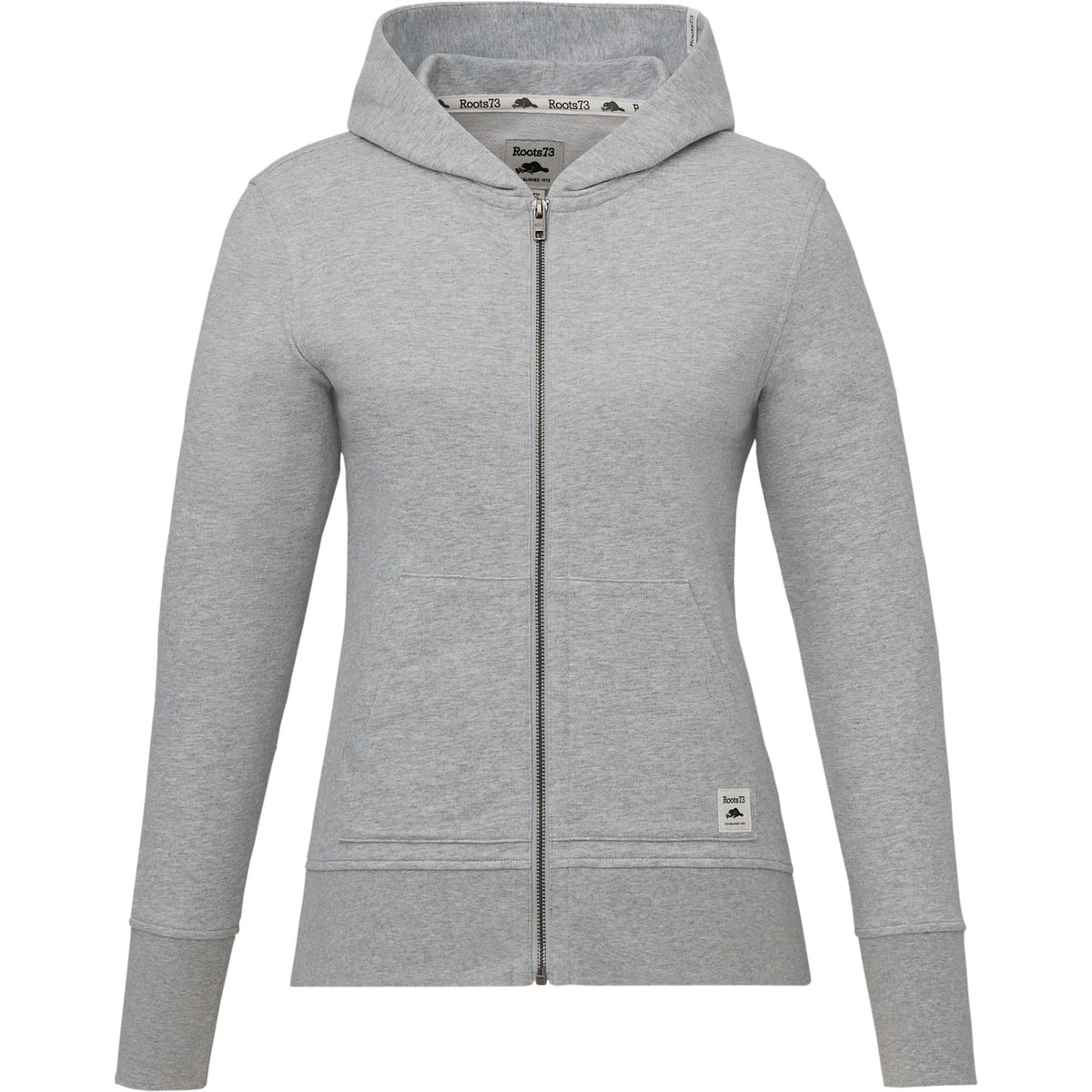 Roots73 Canmore Eco French Terry Full Zip Hoodie for Women Transfer - Grey Mix - Front