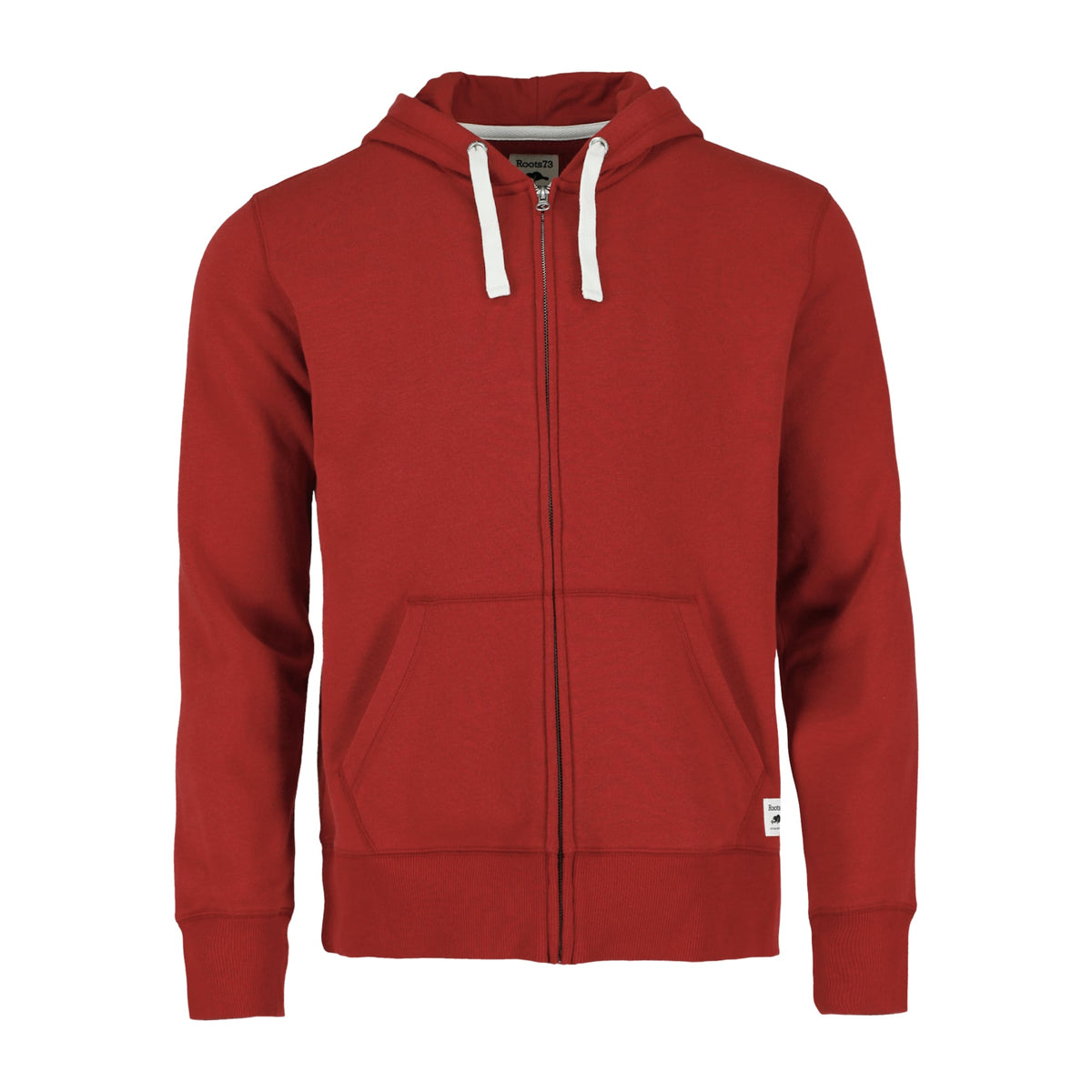 Roots73 Paddlecreek Full Zip Fleece Hoodie for Men Embroidery - Dark Red - Front Flat
