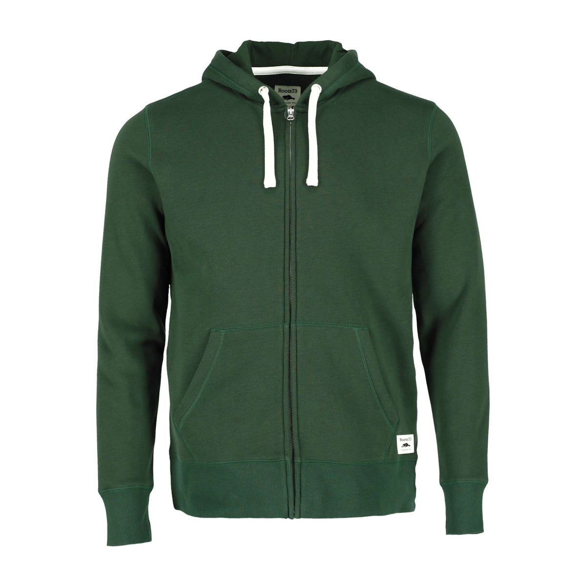 Roots73 Paddlecreek Full Zip Fleece Hoodie for Men Embroidery - Pine Green - Front Flat