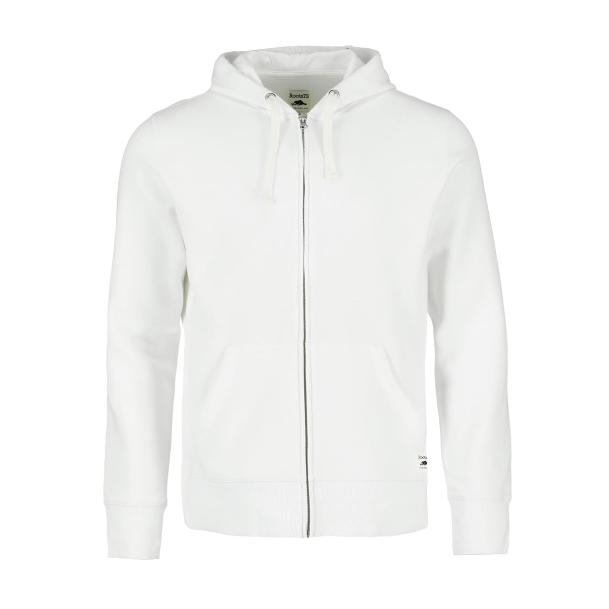 Roots73 Paddlecreek Full Zip Fleece Hoodie for Men Embroidery - White - Front Flat