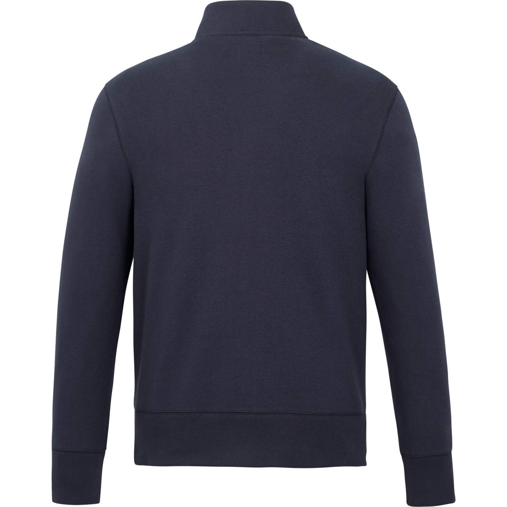 Roots73 Paddlecreek Sueded Fleece Quarter Zip for Men Embroidery - Atlantic Navy - Back