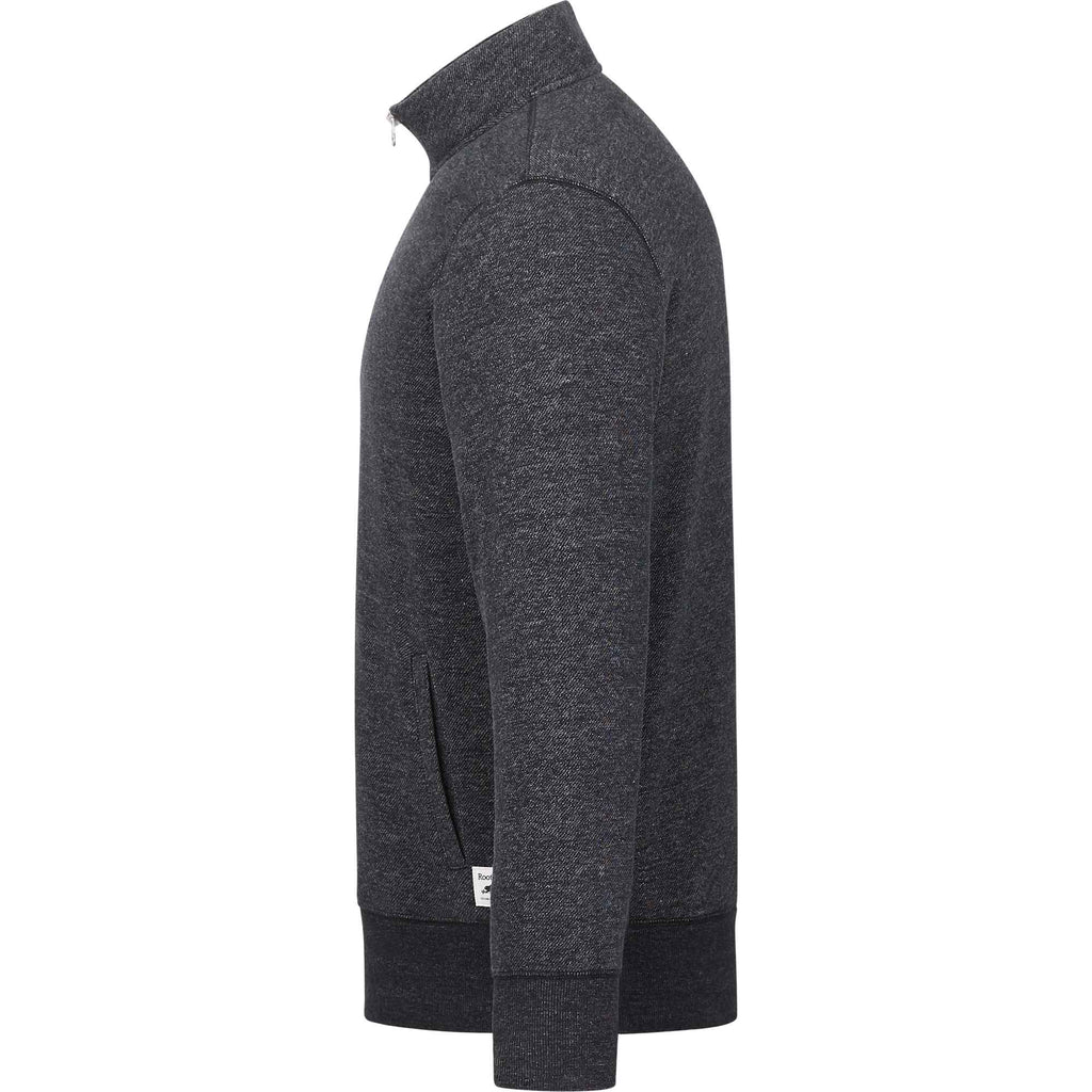Roots73 Paddlecreek Sueded Fleece Quarter Zip for Men Embroidery - Black Mix - Left Side
