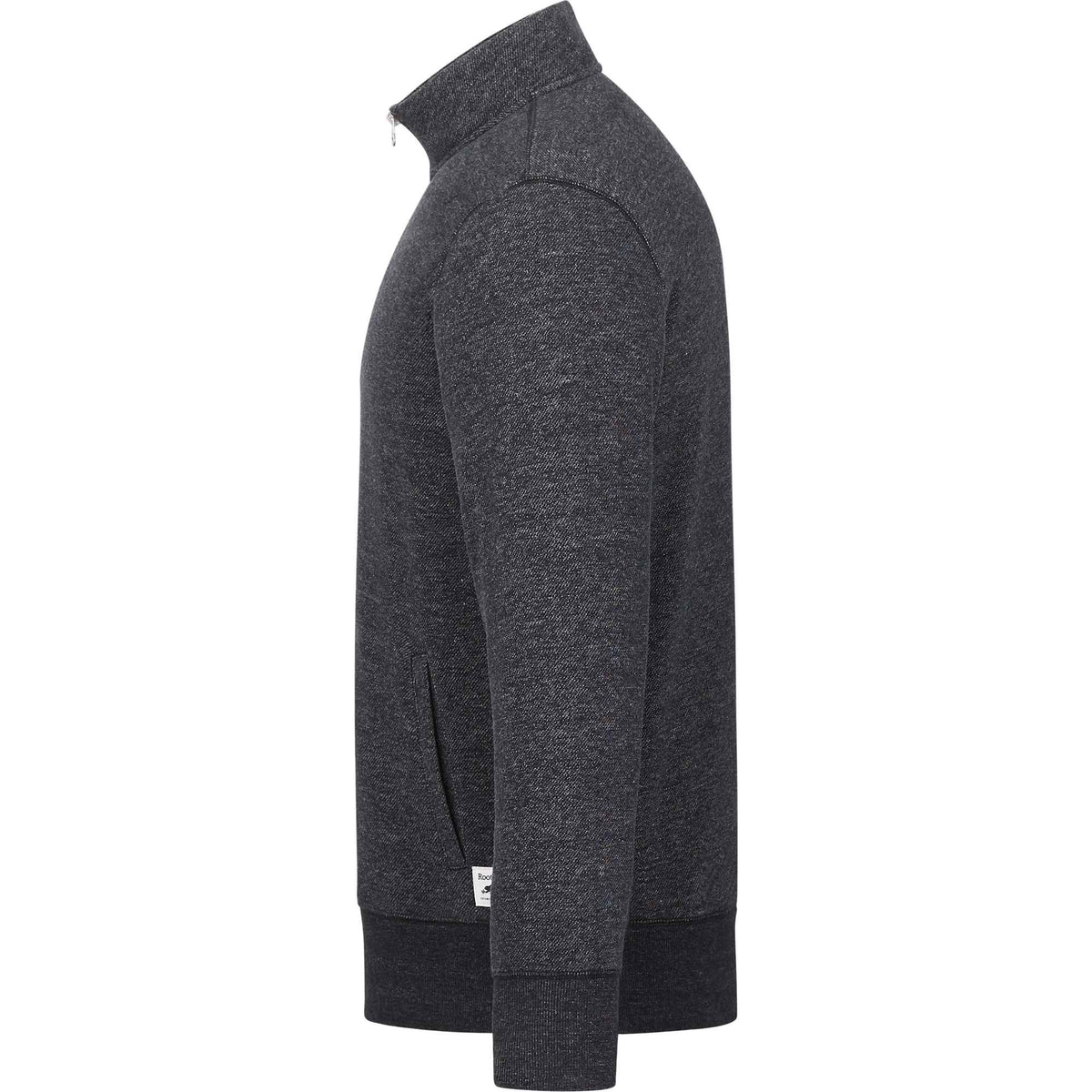 Roots73 Paddlecreek Sueded Fleece Quarter Zip for Men Embroidery - Black Mix - Left Side