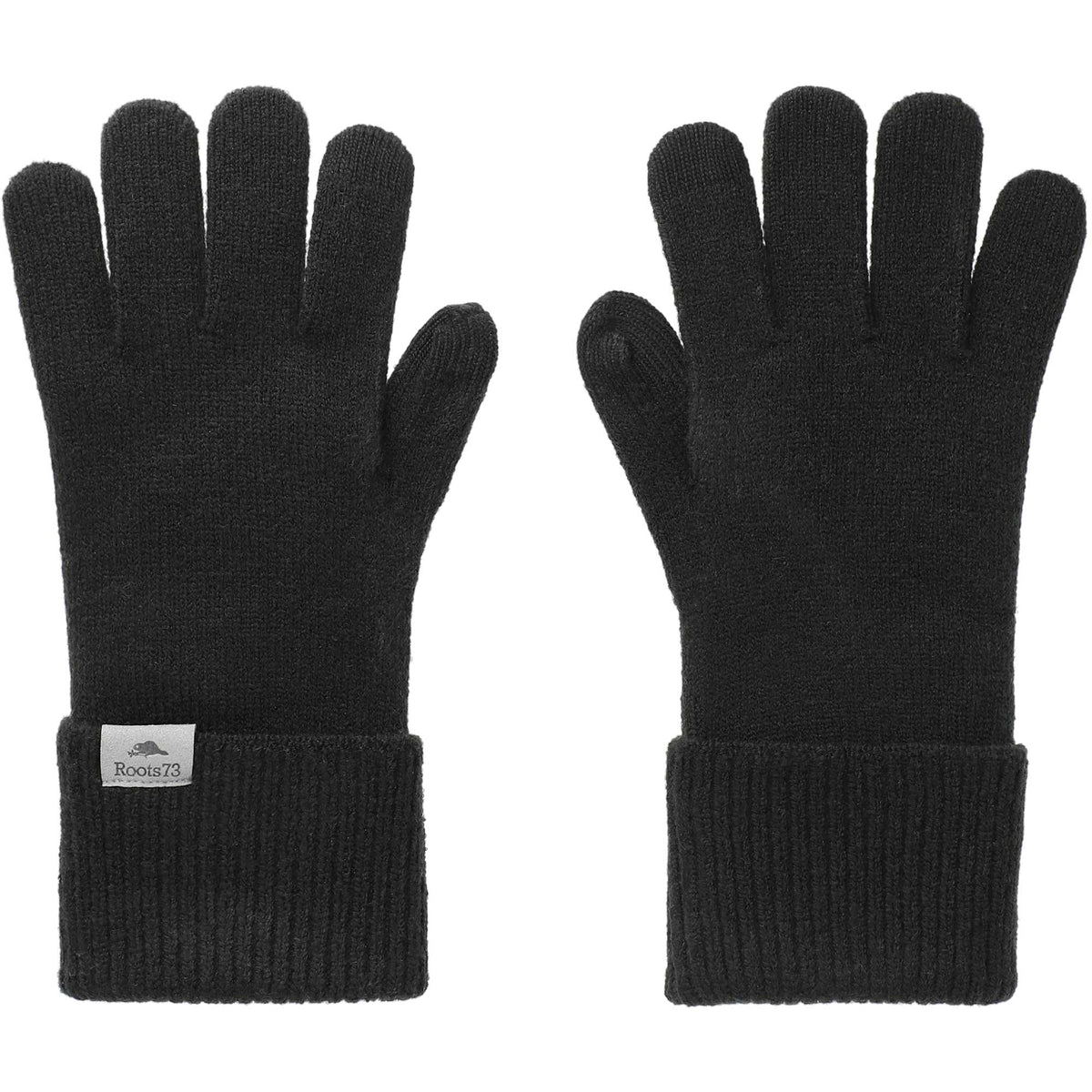 Roots73 Redcliff Knit Touchscreen Gloves Embroidery - Black - Front