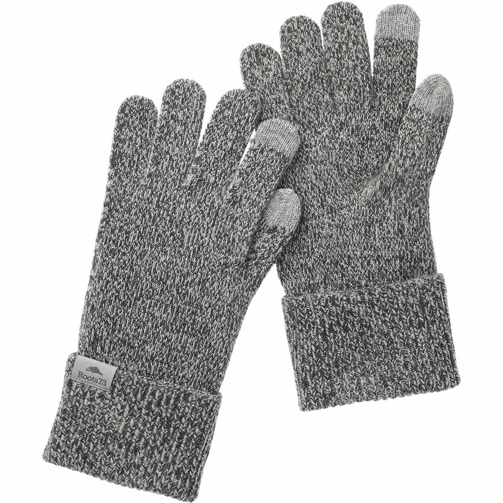 Roots73 Redcliff Knit Touchscreen Gloves Embroidery - Charcoal Mix - Right Angle