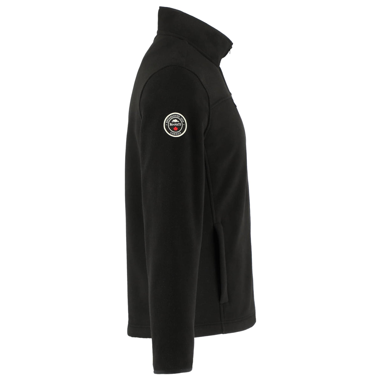 Roots73 Westville Recycled Microfleece Full Zip Jacket for Men Embroidery - Black - Right Side