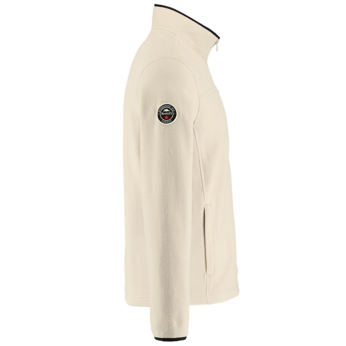 Roots73 Westville Recycled Microfleece Full Zip Jacket for Men Embroidery - Oatmeal - Right Side