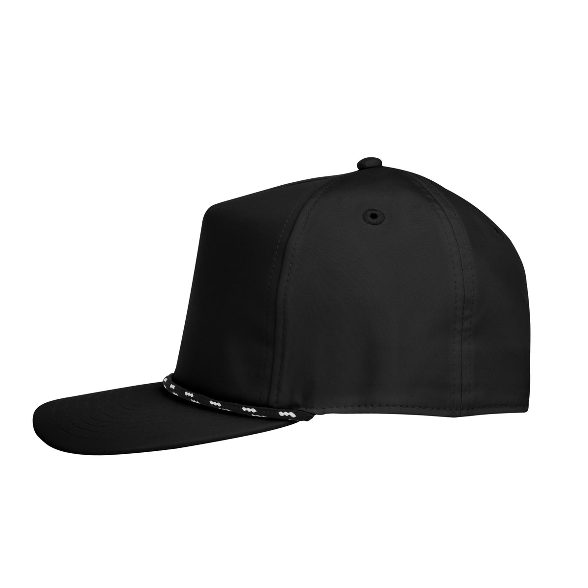 Rope Cap, Stroke Play Embroidery - Black with Black - Side