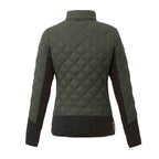 Rougemont Diamond Quilted Hybrid Puffer Jacket for Women Embroidery - Loden/Black - Back Flat