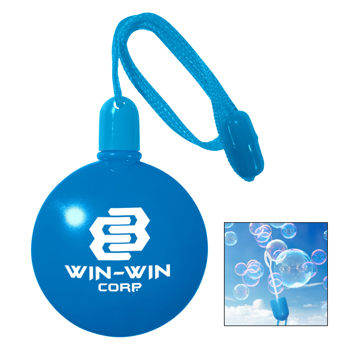 Round Bubble Dispenser, 1.33 oz - Blue - Pad Print
