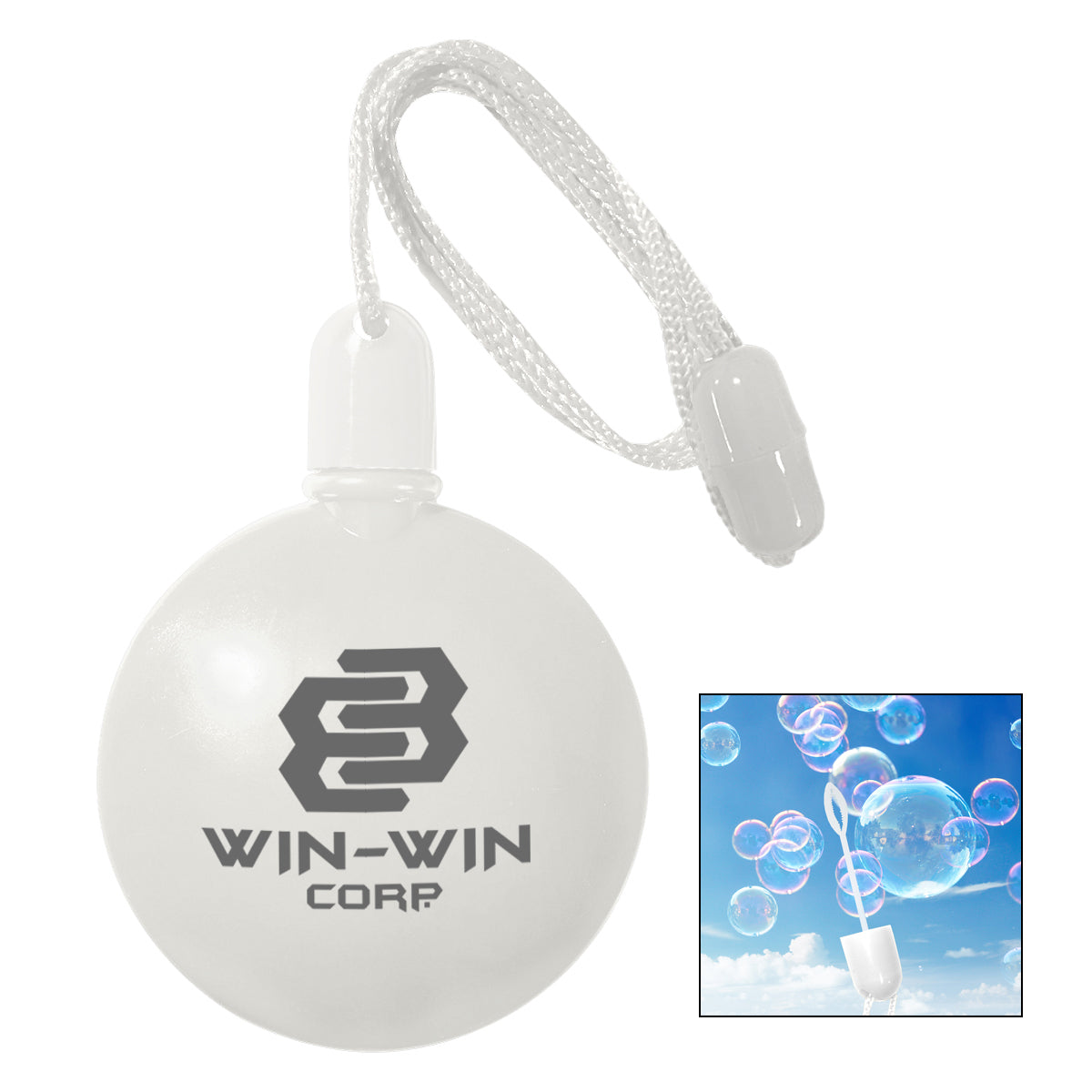 Round Bubble Dispenser, 1.33 oz - White - Pad Print