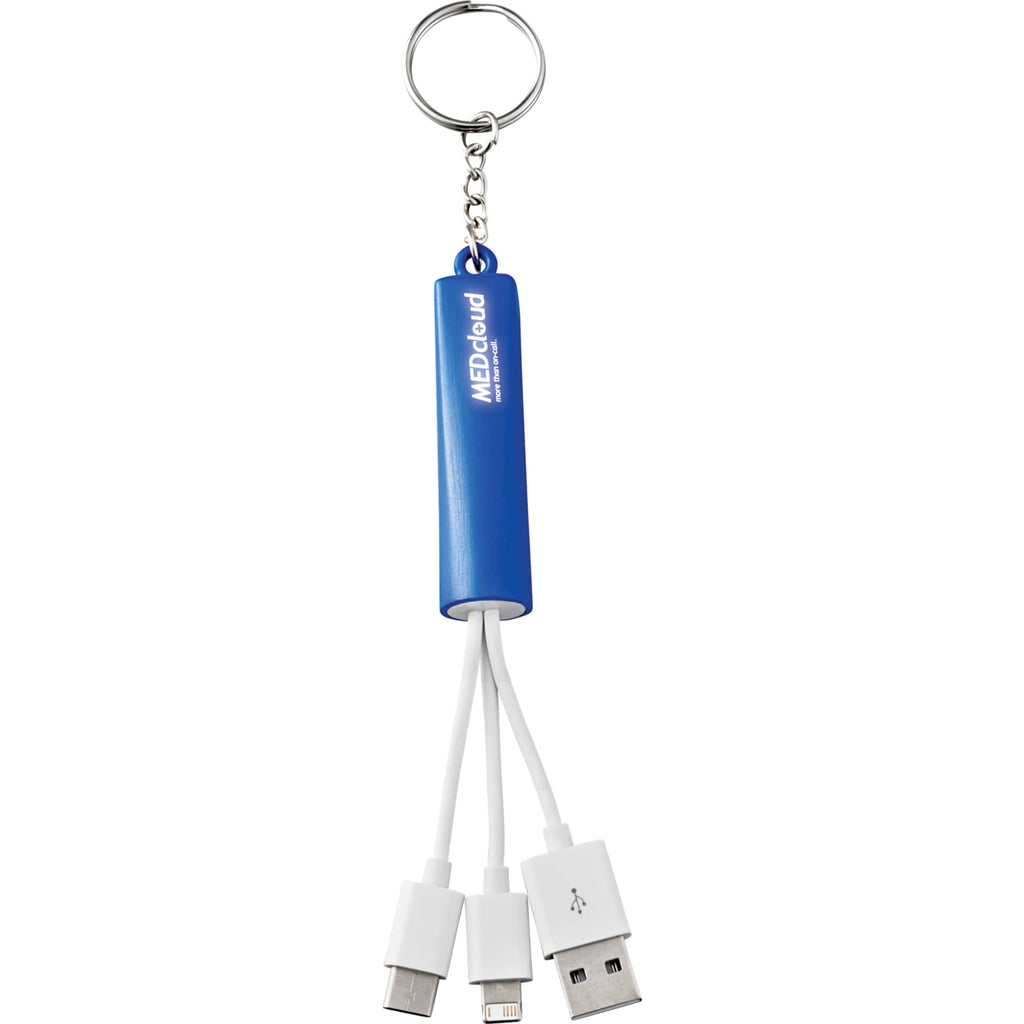 Route Light Up Logo Keychain Cable, 3-in-1 - Royal - Front 2