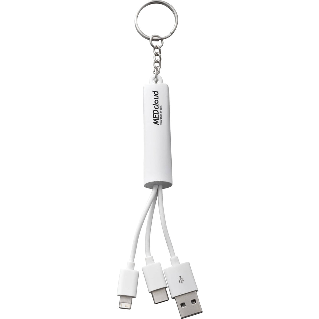 Route Light Up Logo Keychain Cable, 3-in-1 - White - Front 2