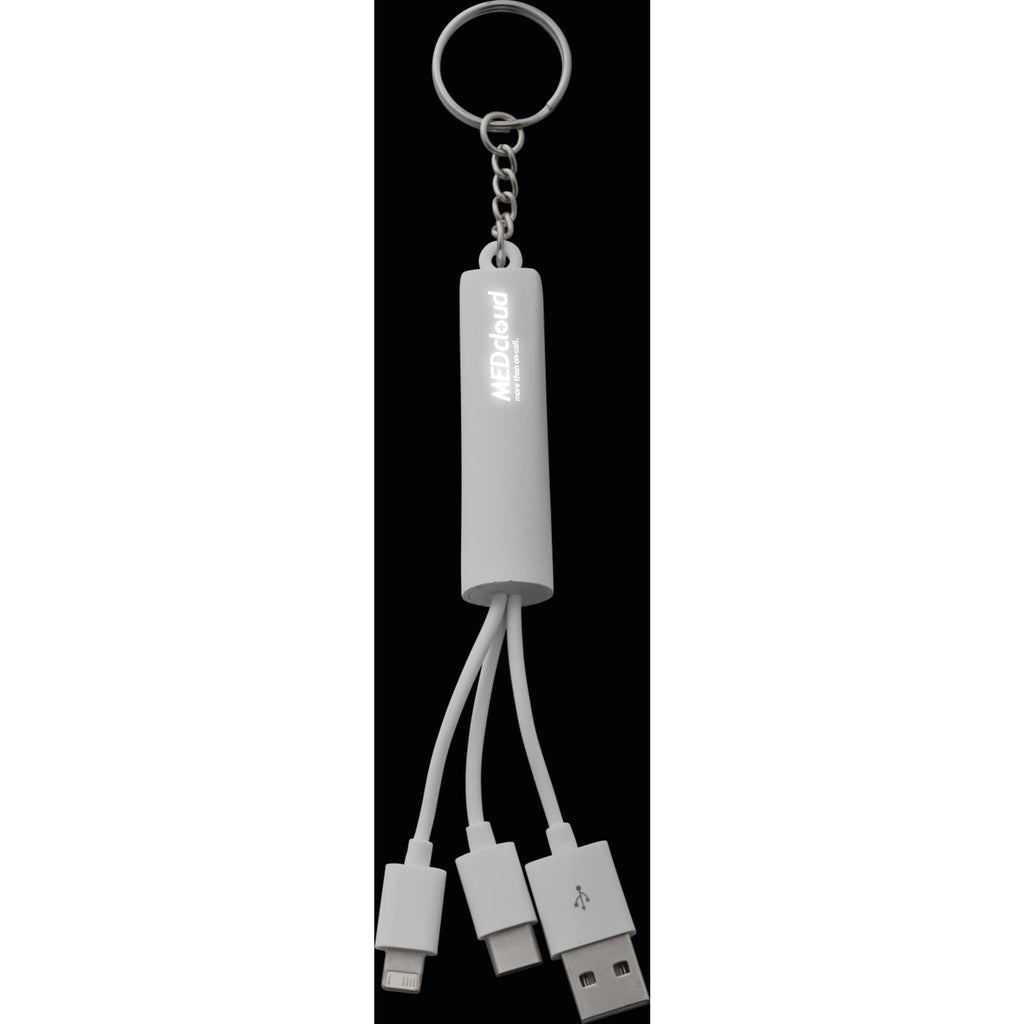 Route Light Up Logo Keychain Cable, 3-in-1 - White - Front