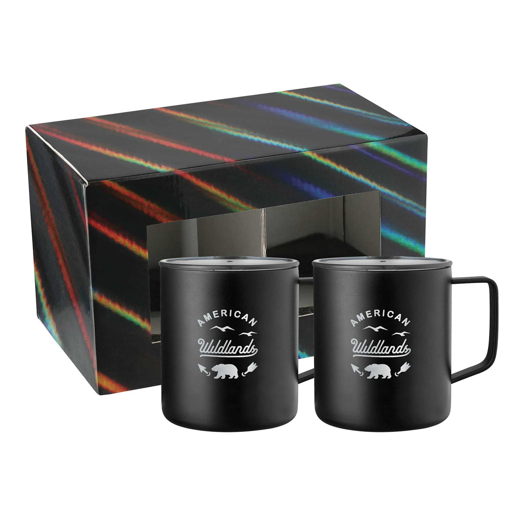 Rover Camp Mug Gift Set of 2, 14 oz - Black - Front