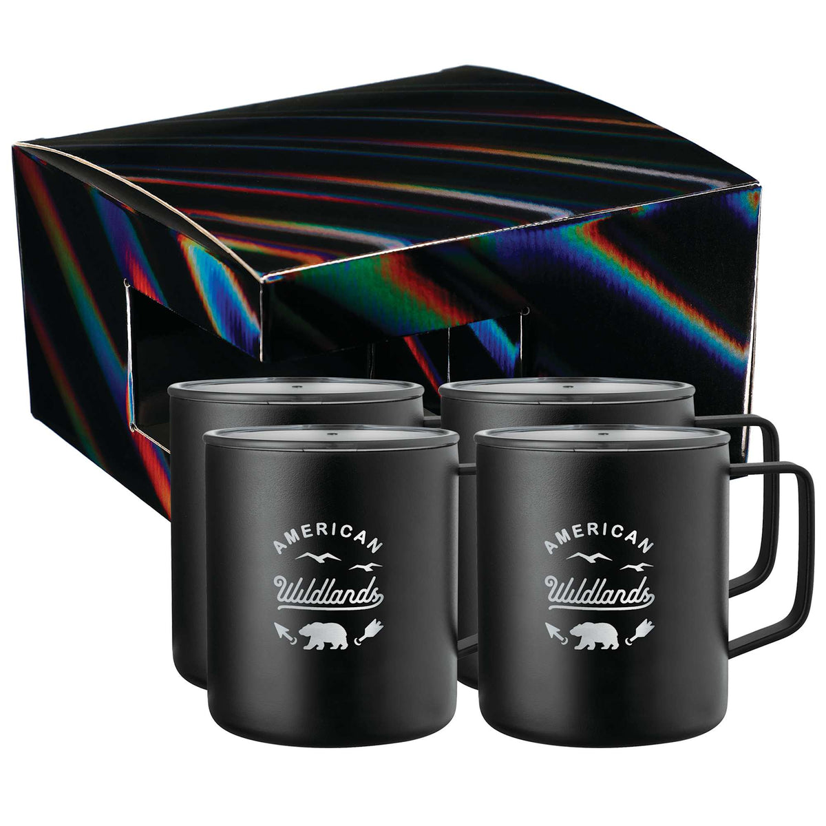 Rover Camp Mug Gift Set of 4, 14 oz - Black - Front 2