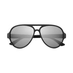 Rubberized Aviator Sunglasses with Recycled Frames - Silver - Front