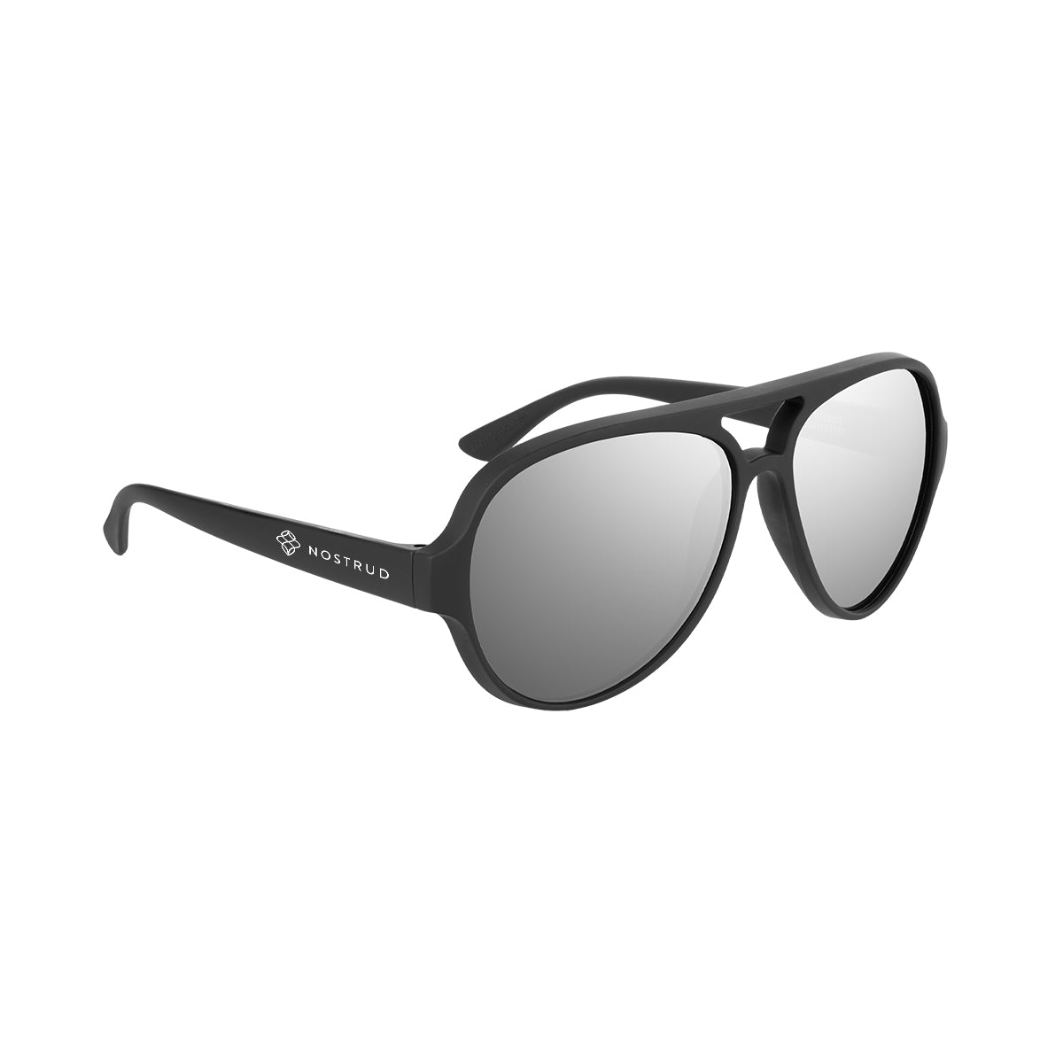 Rubberized Aviator Sunglasses with Recycled Frames - Silver - Silk Screen