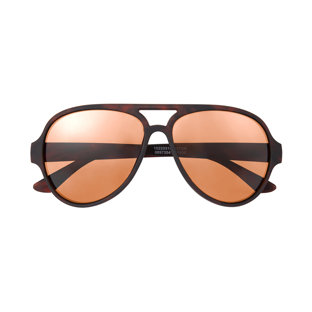 Rubberized Aviator Sunglasses with Recycled Frames - Tortoise - Front