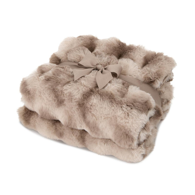 Ruched Faux Fur Blanket in Recycled Polyester, 50 x 60 Inches Embroidery