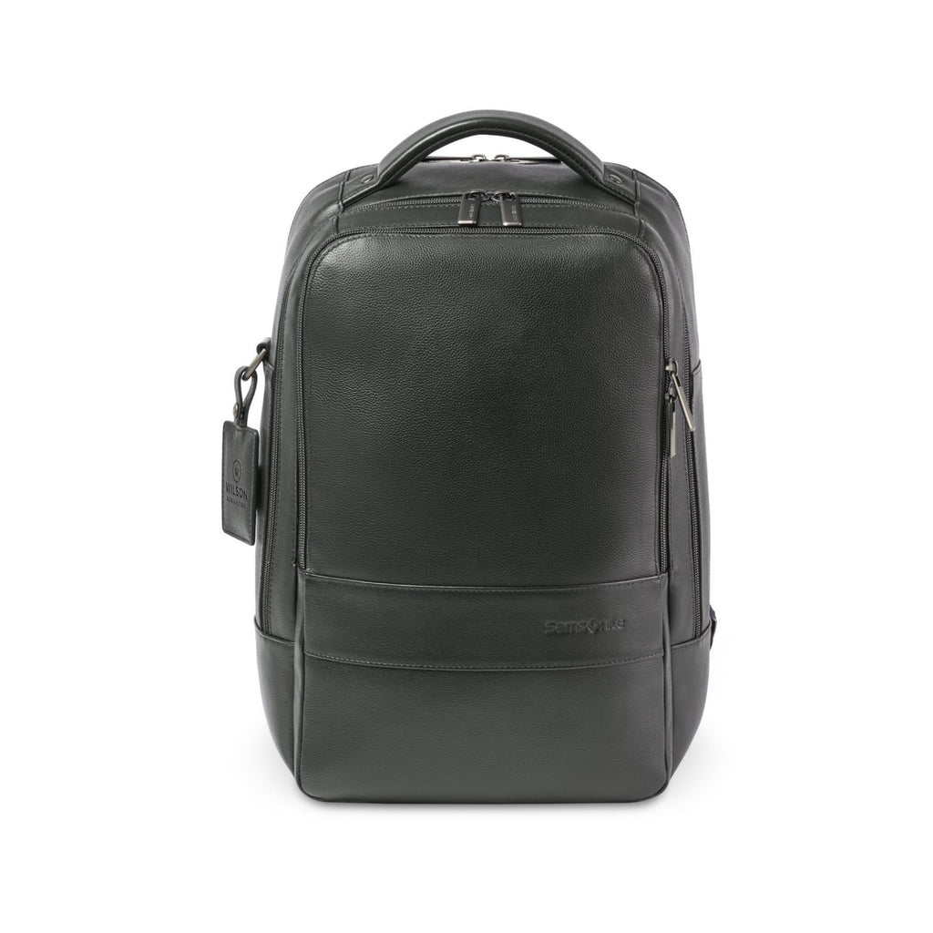 Samsonite Pebbled Leather Laptop Backpack, 16 Inch Debossing - Black - View 1