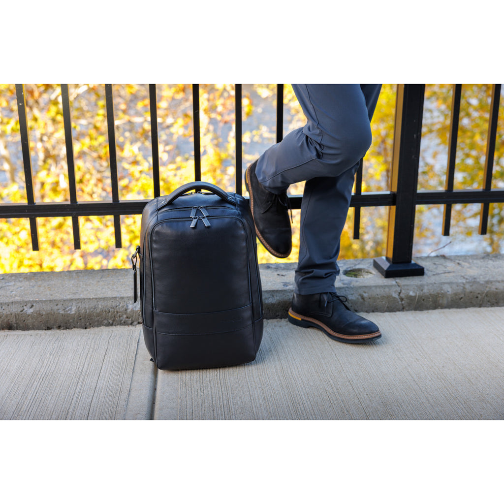 Samsonite Pebbled Leather Laptop Backpack, 16 Inch Debossing - Black - View 11