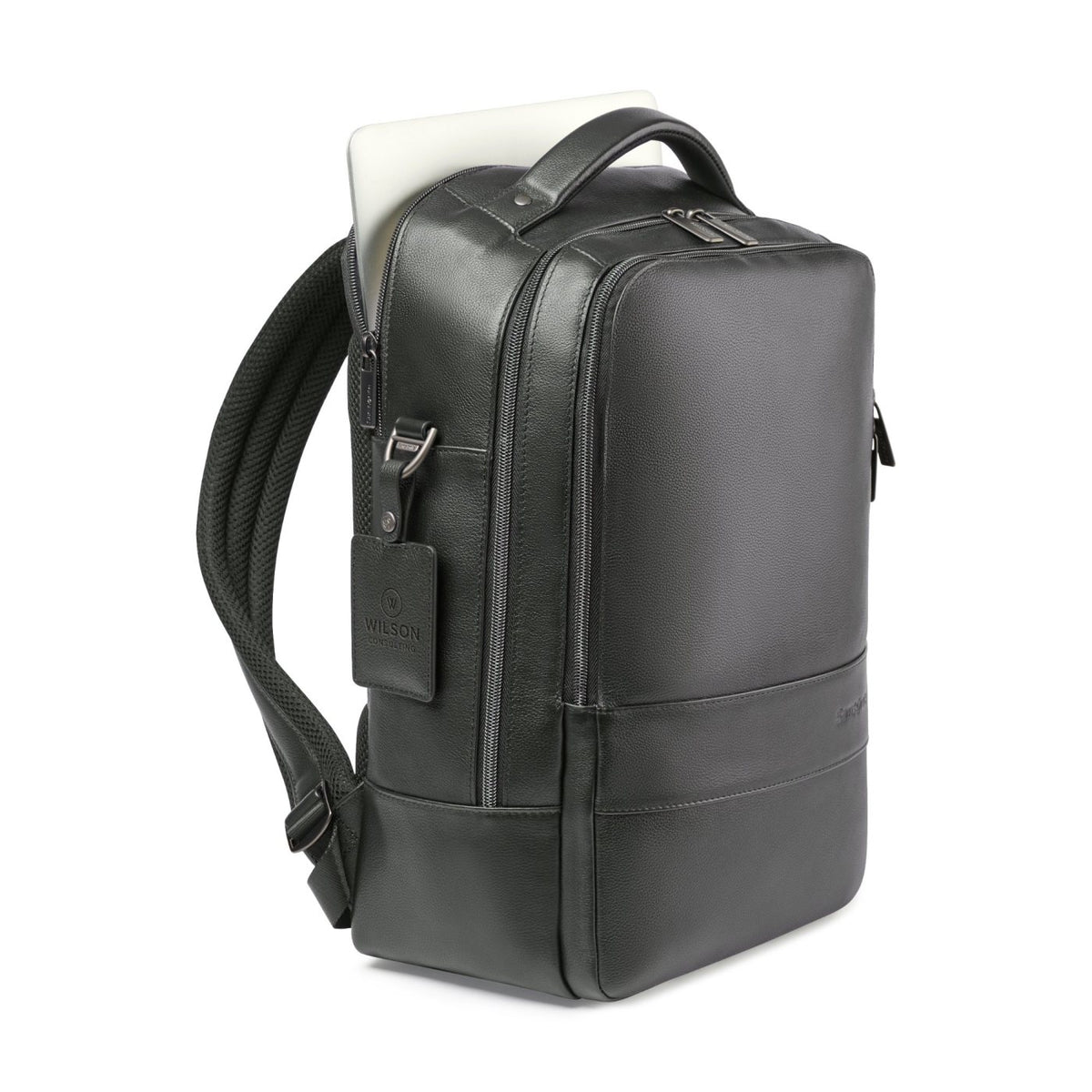 Samsonite Pebbled Leather Laptop Backpack, 16 Inch Debossing - Black - View 4