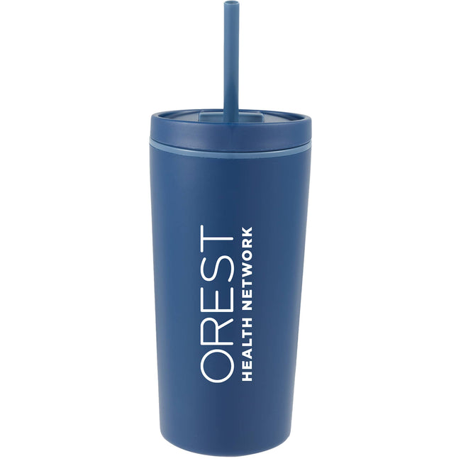 Santino Recycled Tumbler with Spout and Straw Lid, 16 oz
