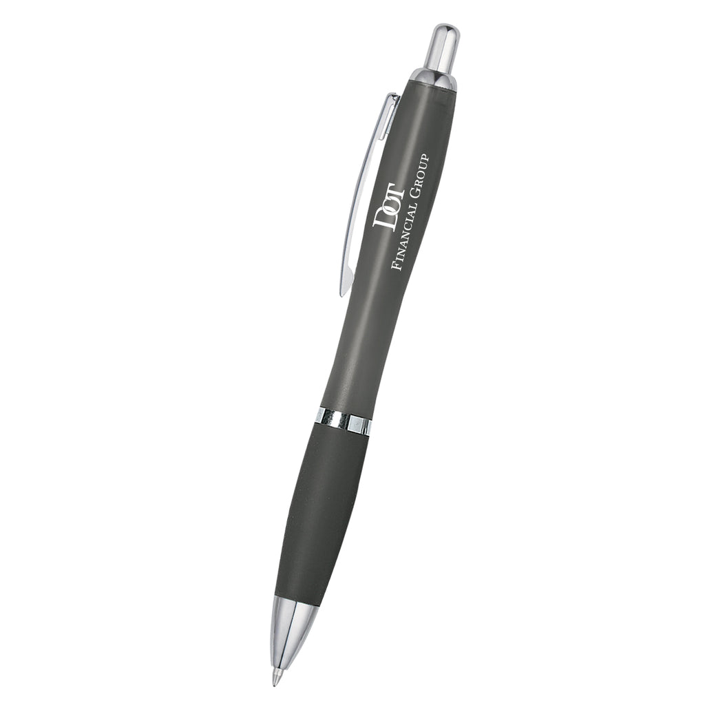 Satin Pen, Custom Printed Full Color - Charcoal - Silk Screen