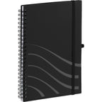 Scripto Recycled Spiral Notebook with Front Pockets, 5.5 x 8.5 Inches - Black - Right Angle