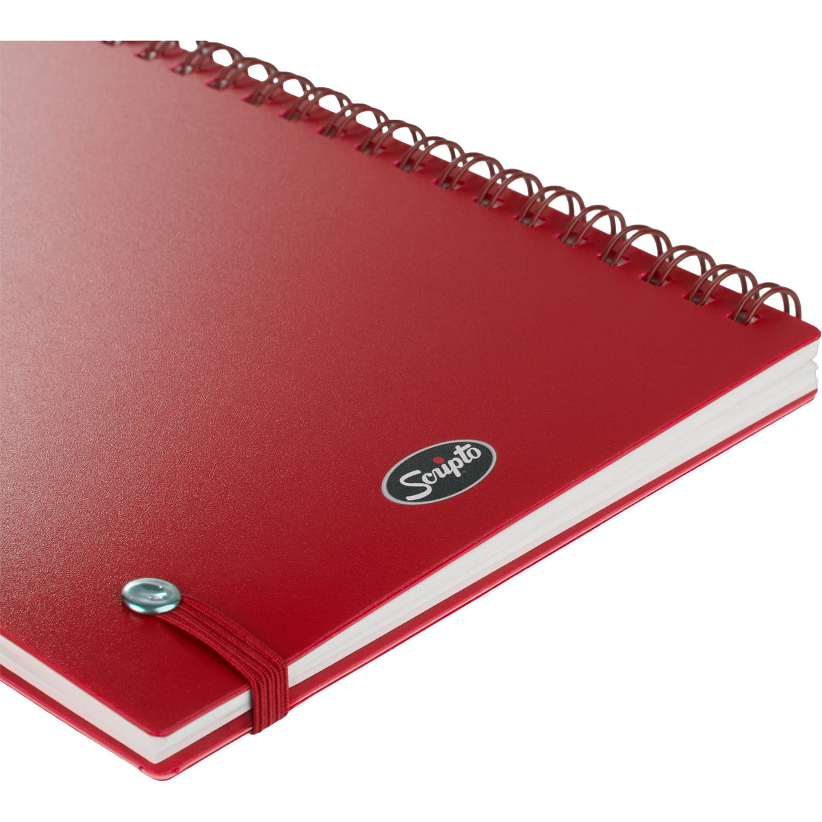 Scripto Recycled Spiral Notebook with Front Pockets, 5.5 x 8.5 Inches - Red - Detail