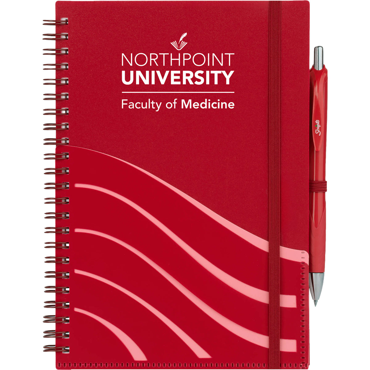 Scripto Recycled Spiral Notebook with Front Pockets, 5.5 x 8.5 Inches - Red - Front